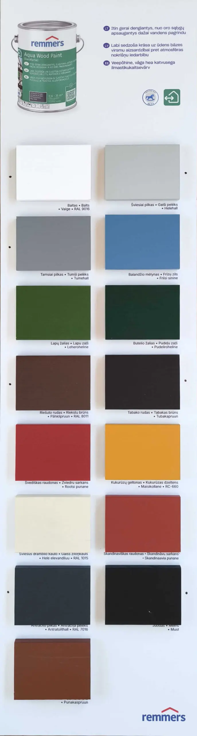 Aqua wood paint Remmers - 2,5 l krāsa